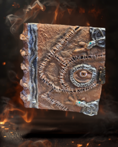 Hocus Pocus inspired Spell Book with background by AI